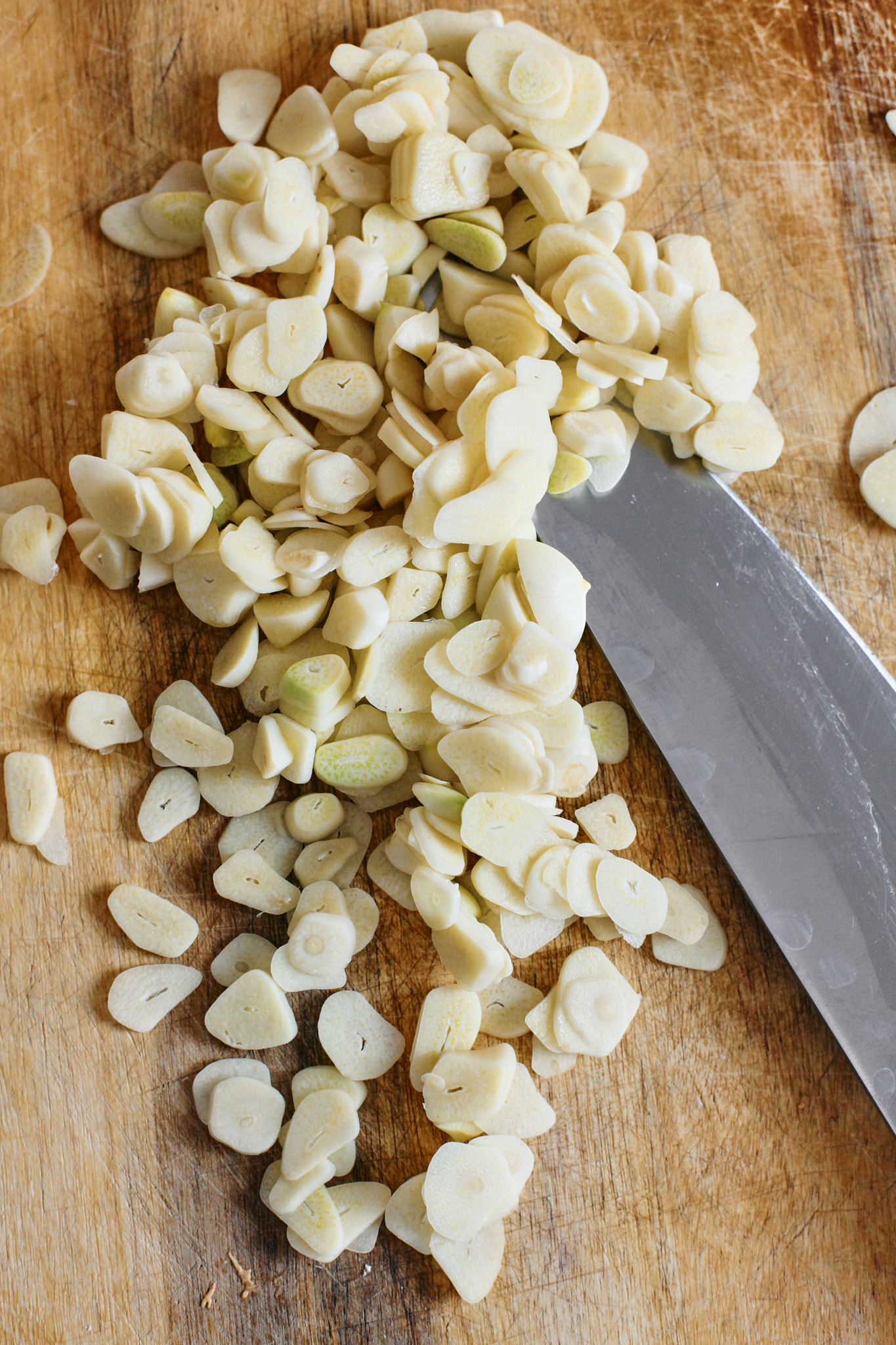 sliced garlic for the garlic soup