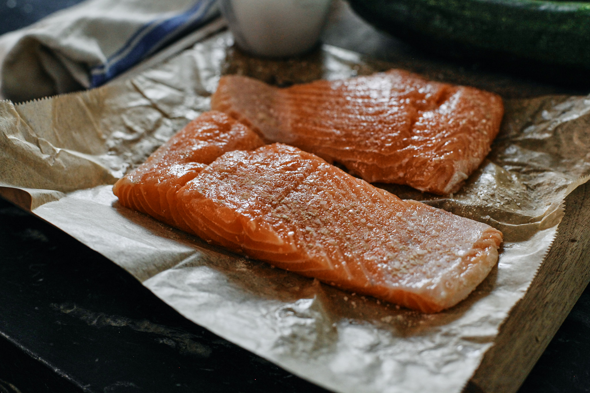 raw salmon fillets