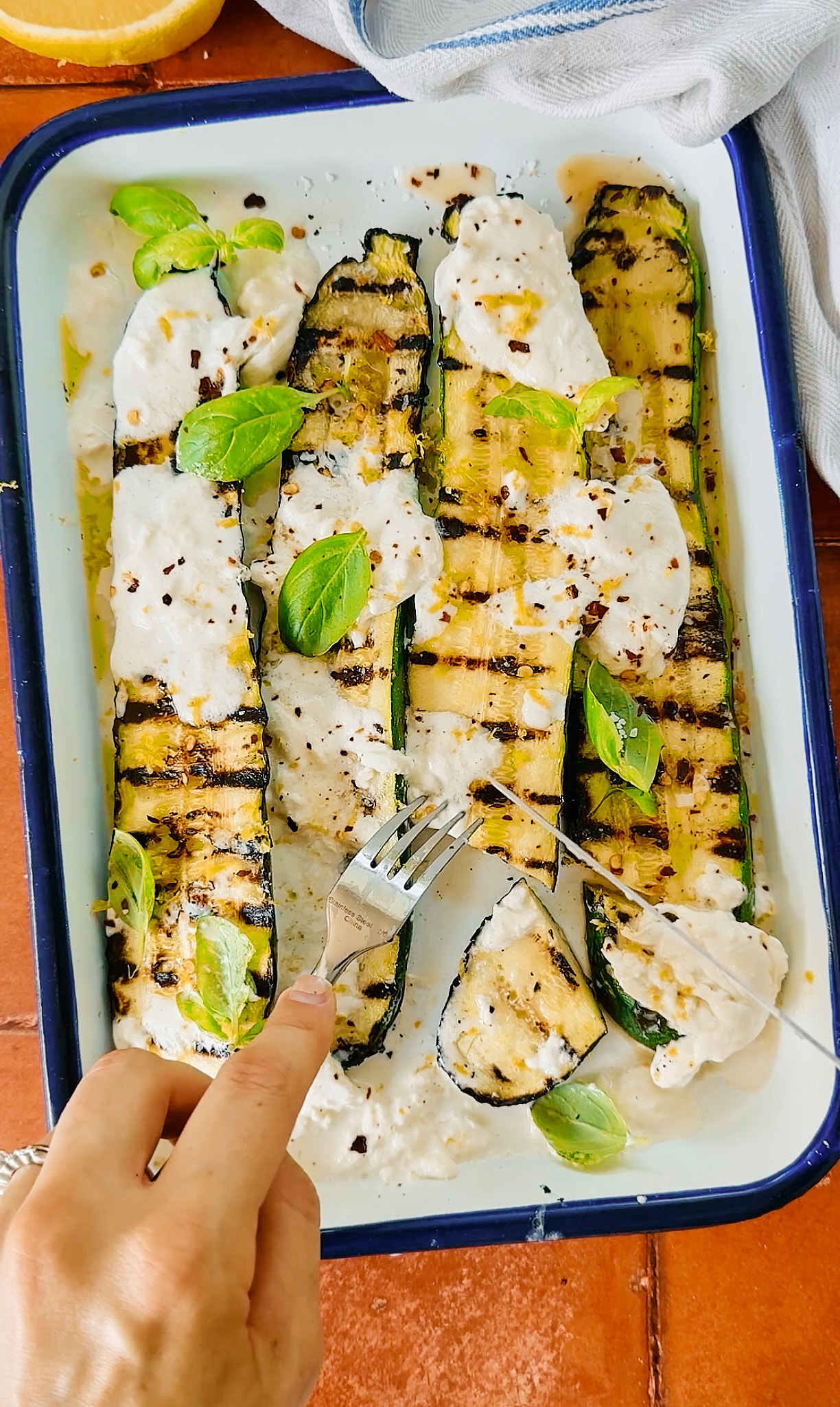 grilled zucchini with burrata