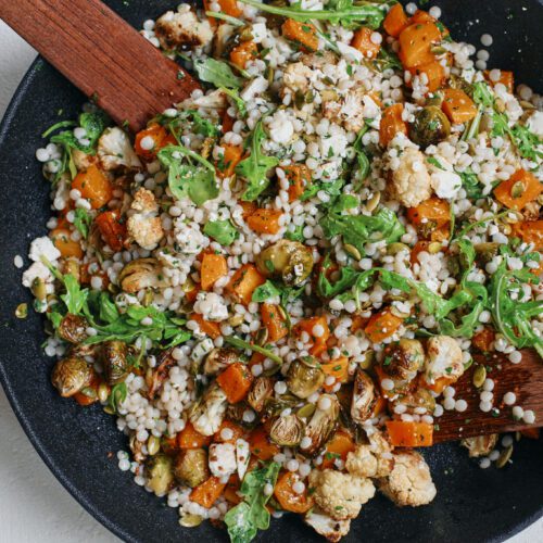 warm fall pearl couscous salad