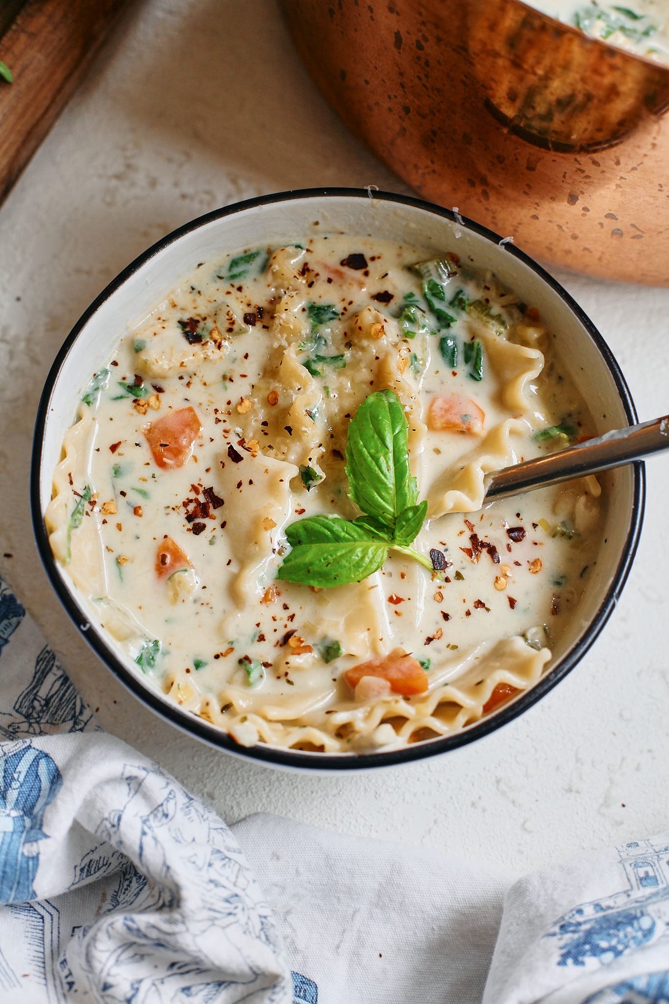 creamy chicken lasagna soup