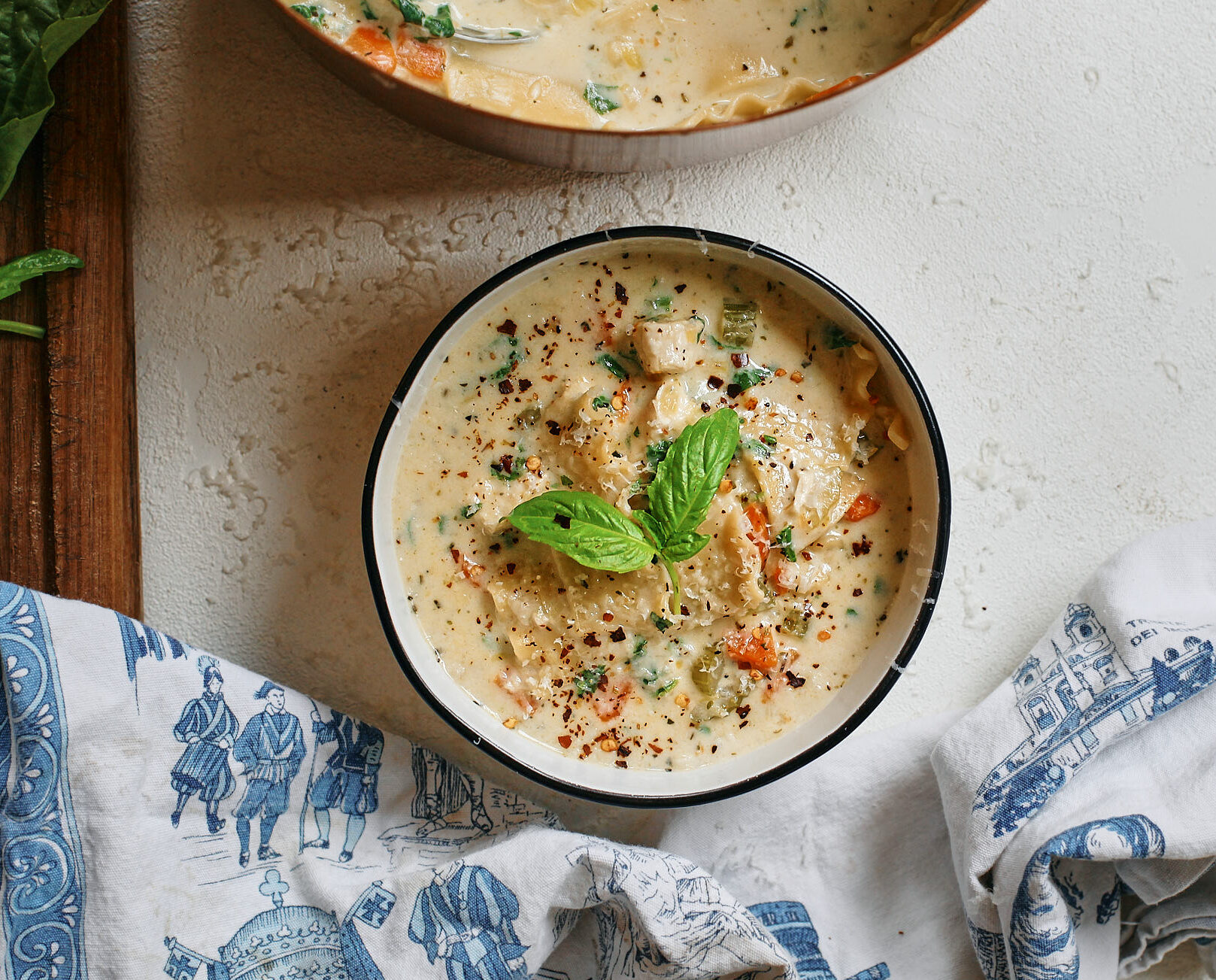 creamy chicken lasagna soup