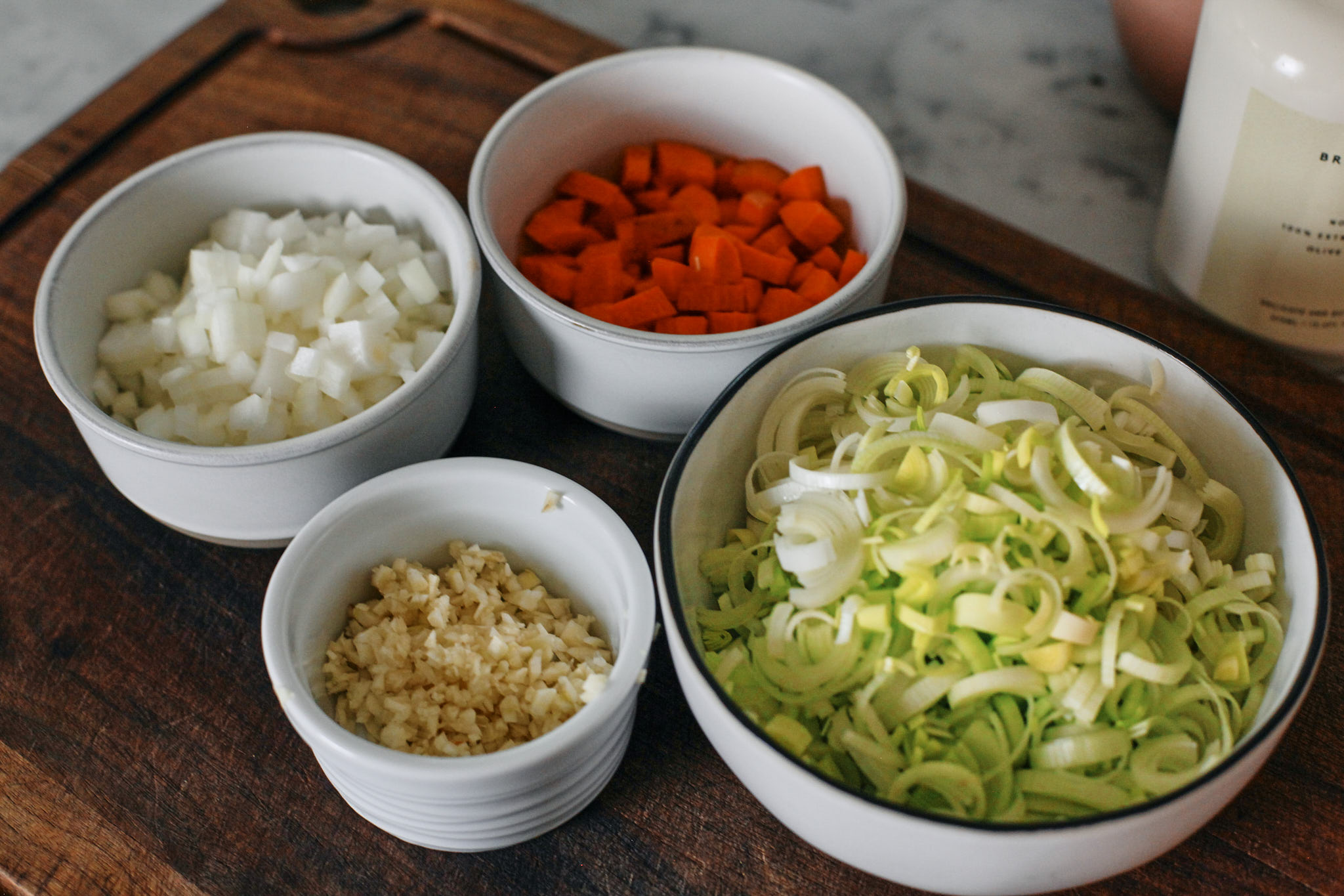 prep for the creamy chicken lasagna soup