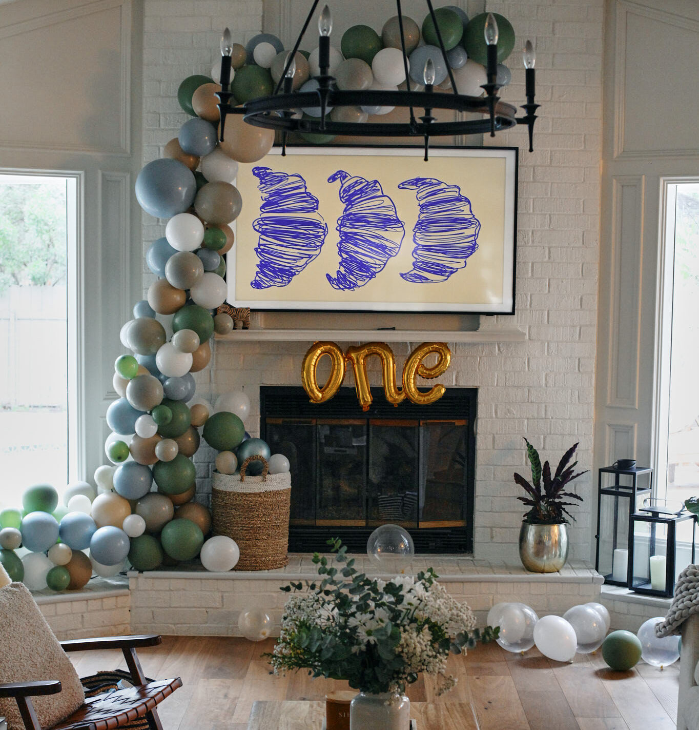 backdrop for son's first birthday party