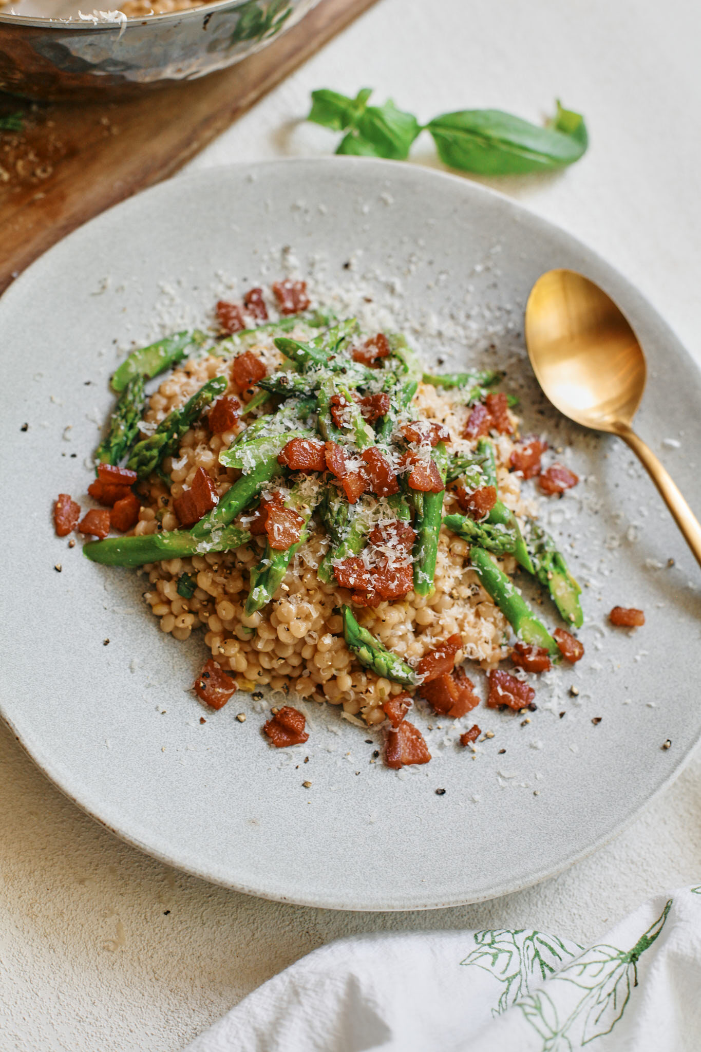 creamy asparagus and bacon couscous