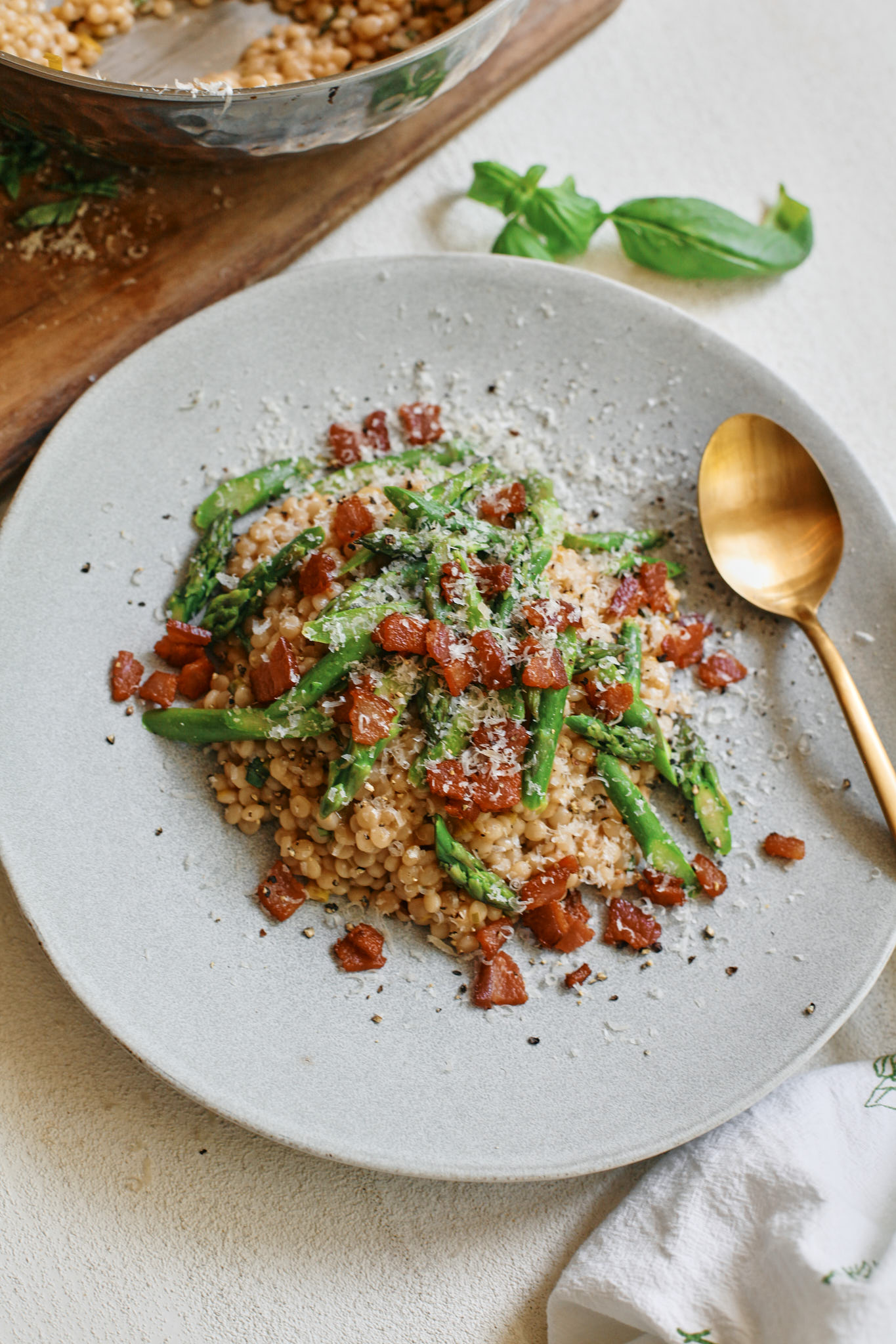 creamy asparagus and bacon couscous