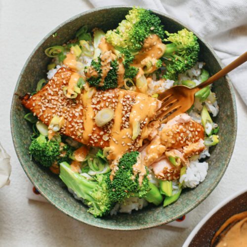 sesame glazed salmon bowl