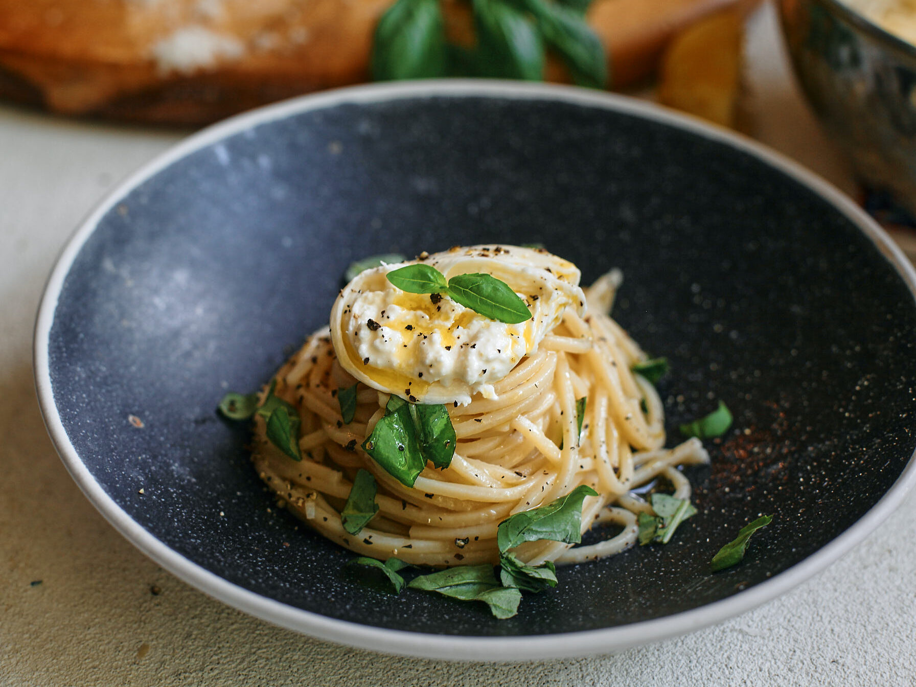 lemon basil burrata pasta