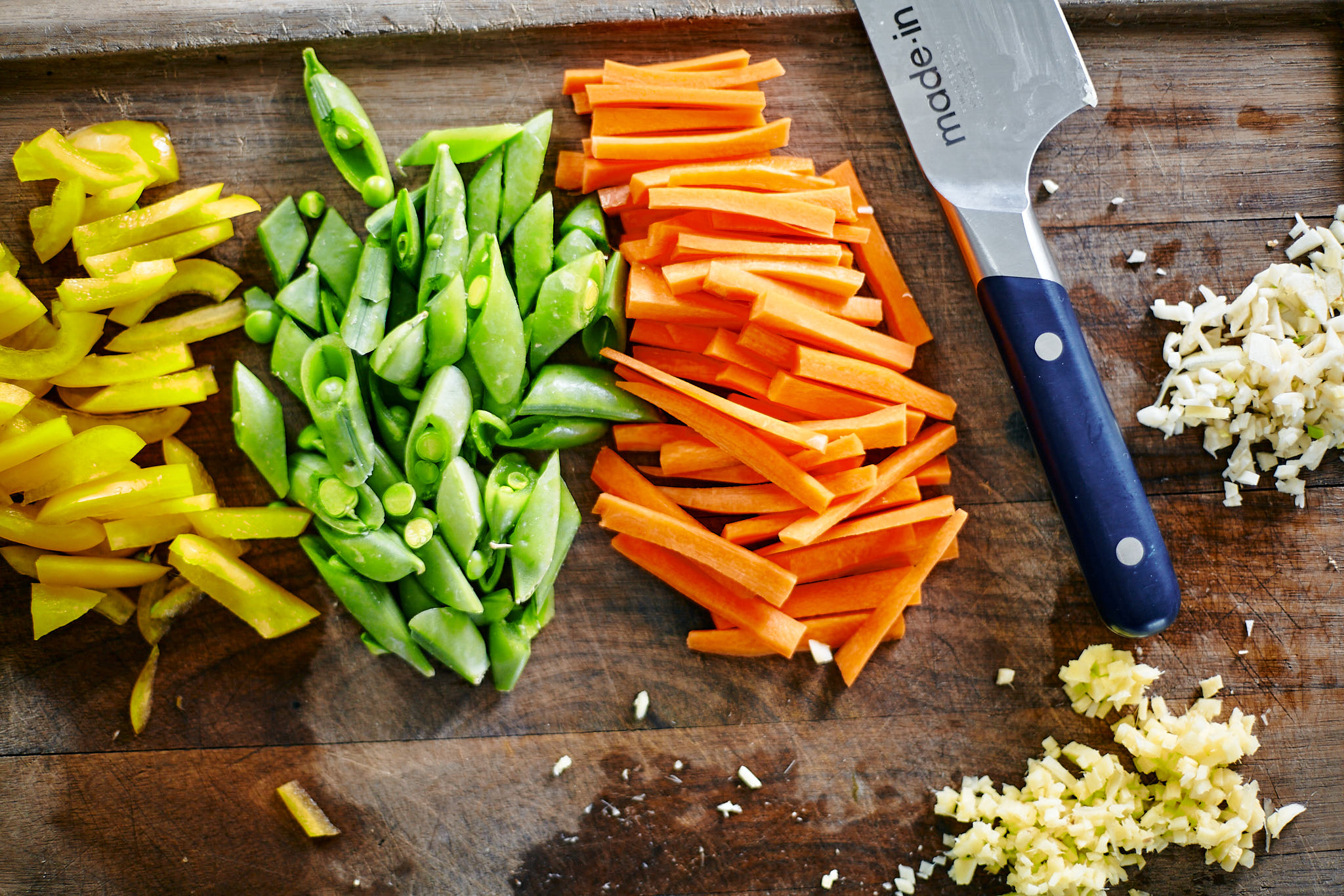 chopped vegetables for 15 minute stir fry noodles