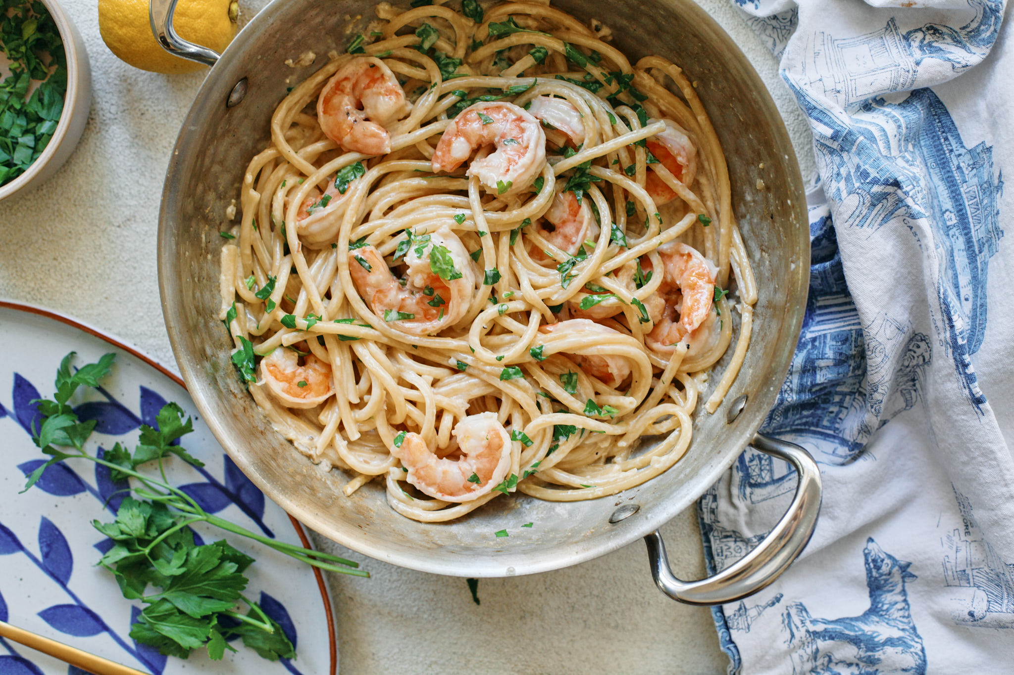 creamy lemon pasta with shrimp