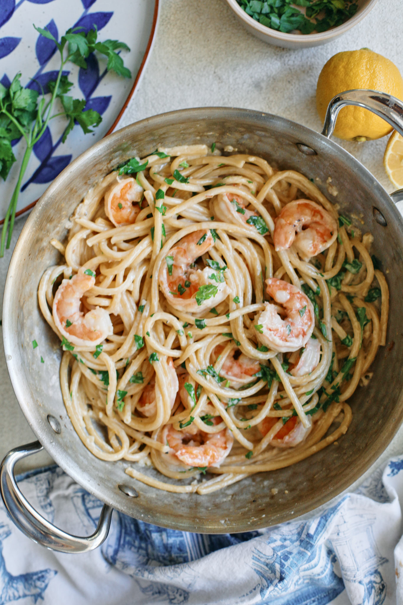 creamy lemon pasta with shrimp