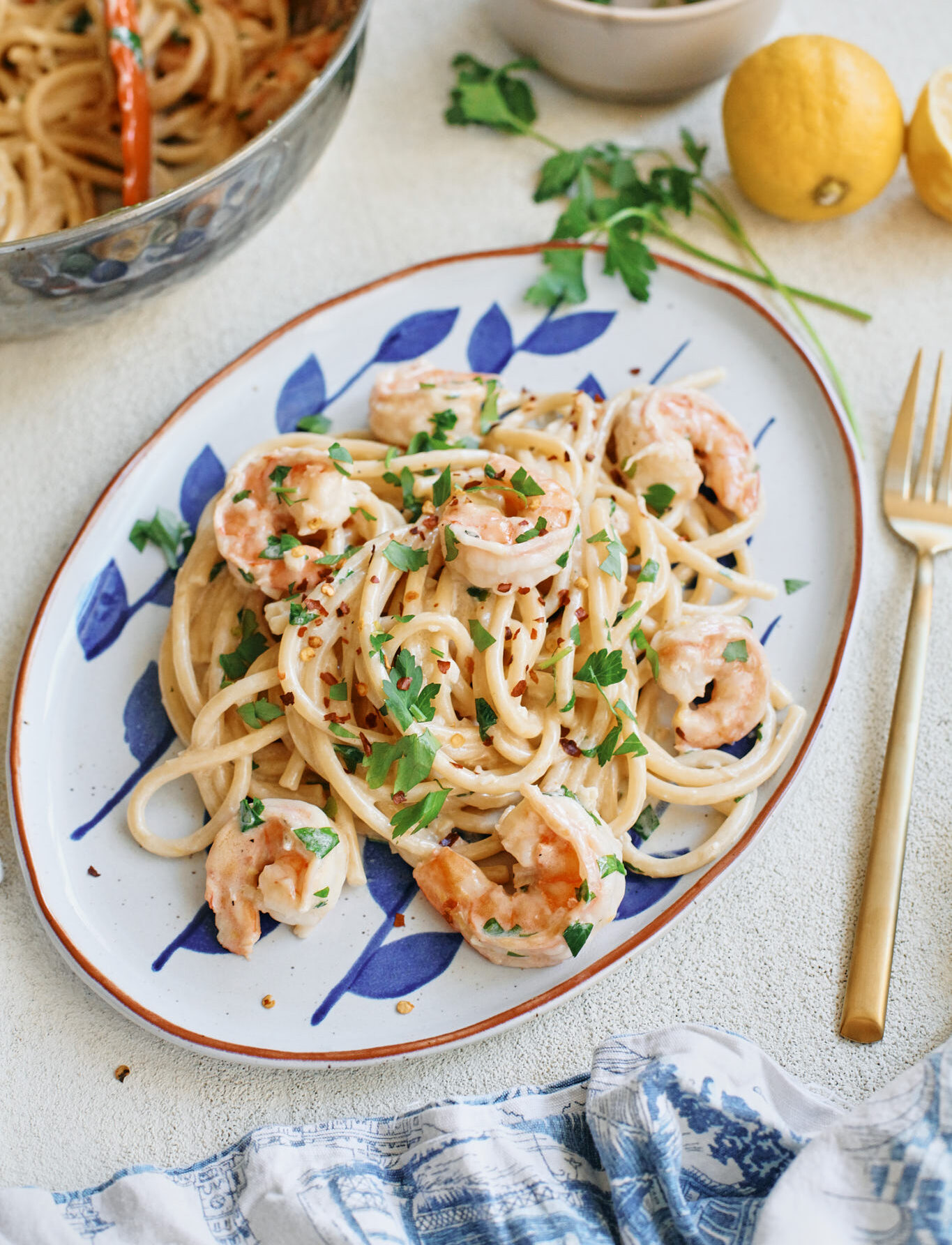 creamy lemon pasta with shrimp