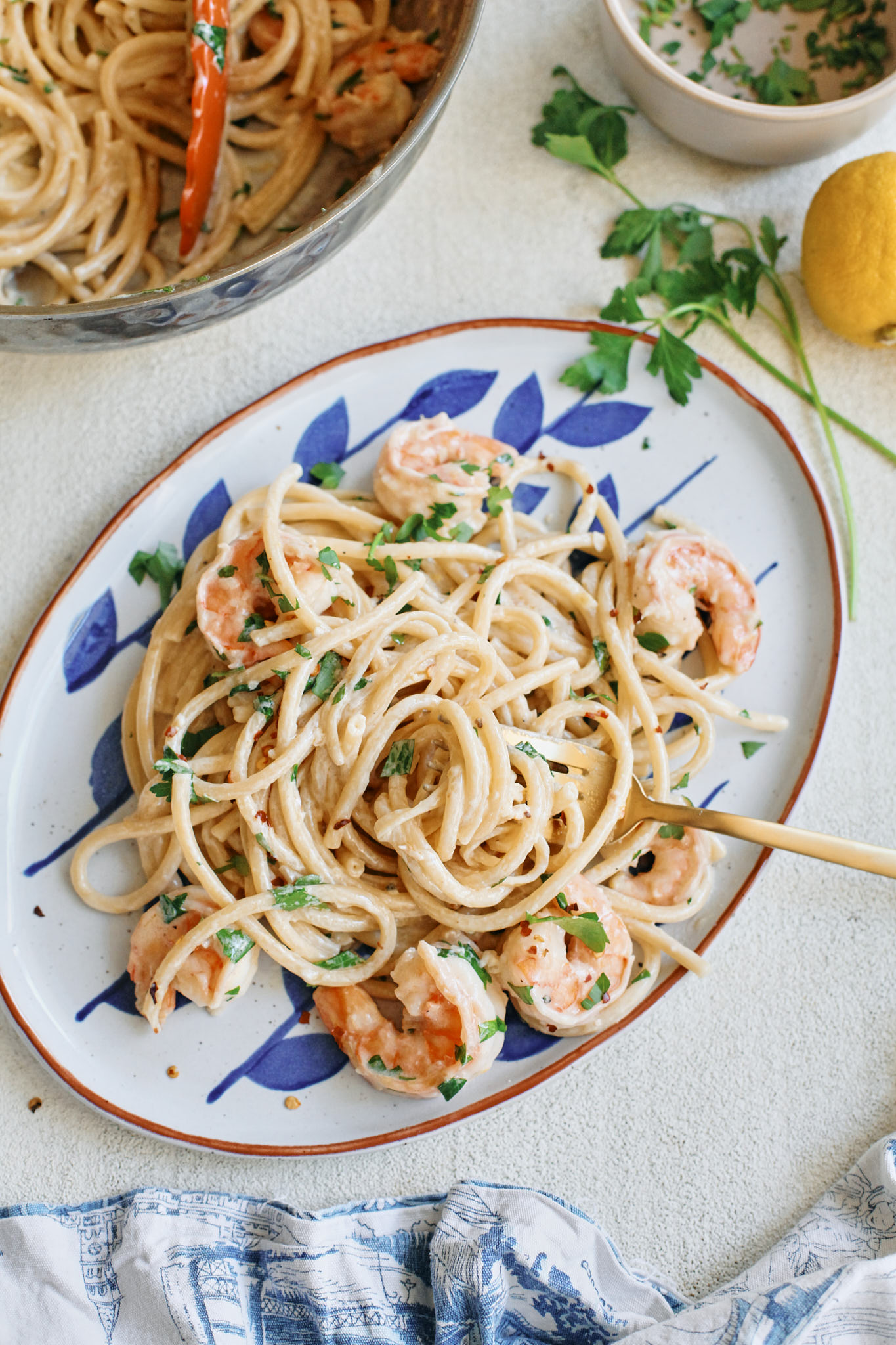creamy lemon pasta with shrimp