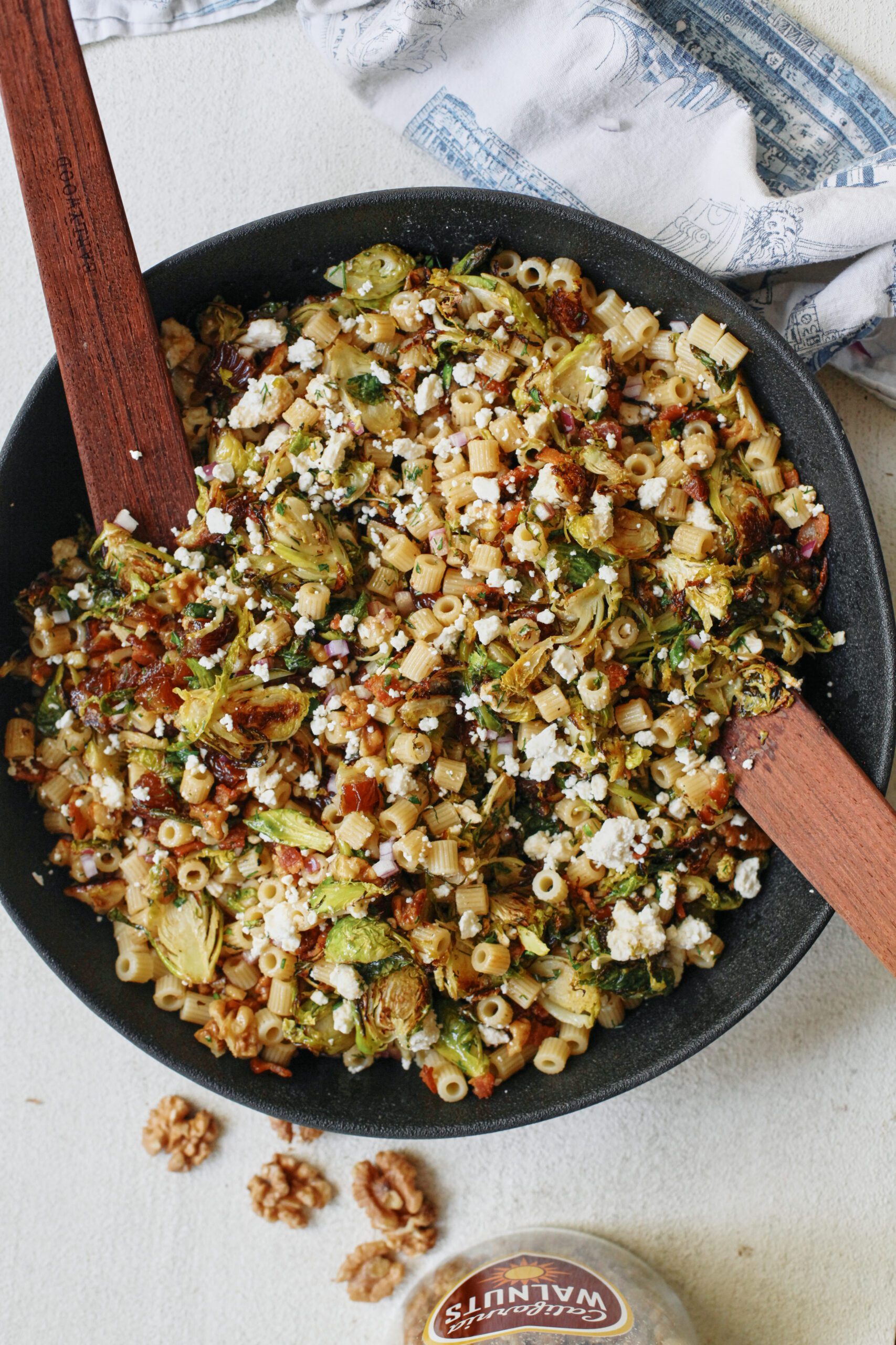 roasted Brussels sprout pasta salad