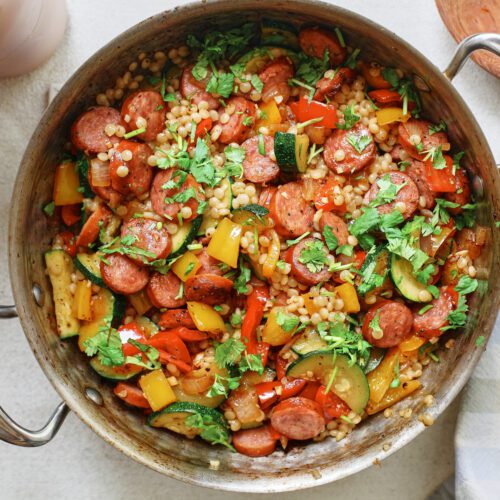 hatch chile sausage and veggie skillet