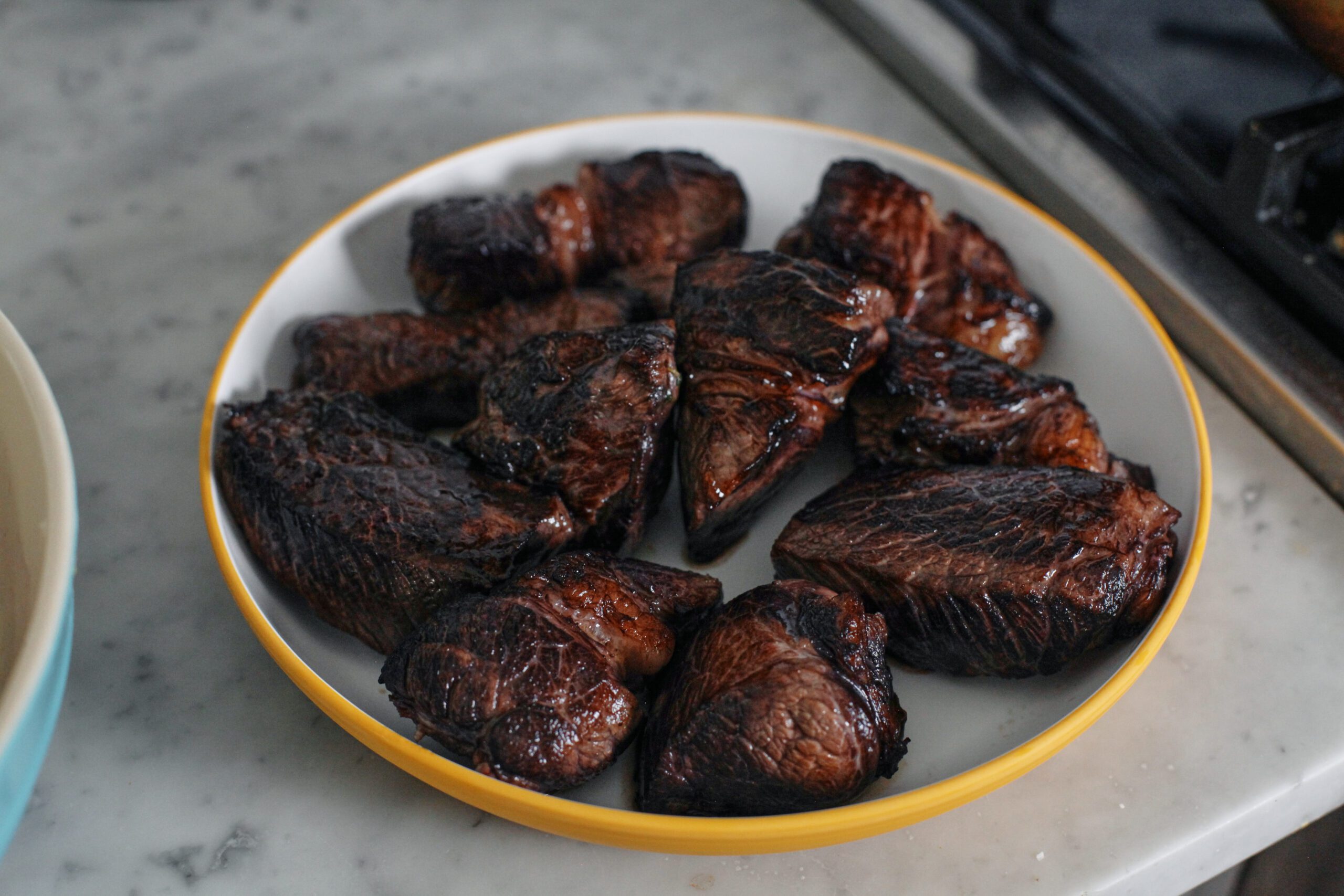 beef chuck after being seared in a dutch oven