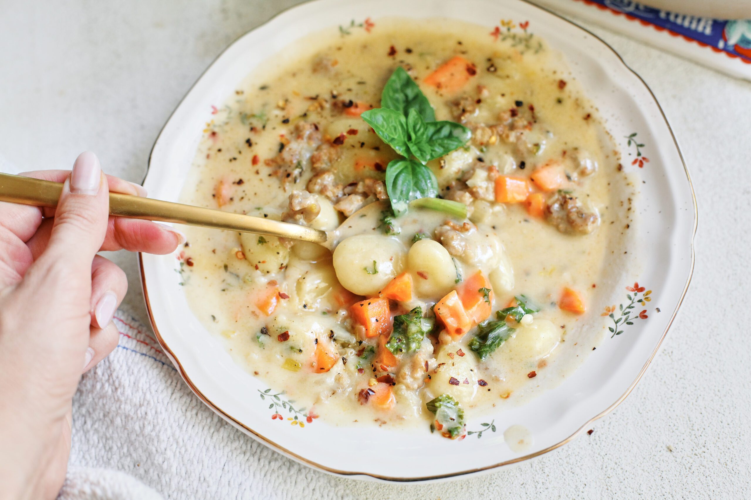 creamy gnocchi & sausage soup