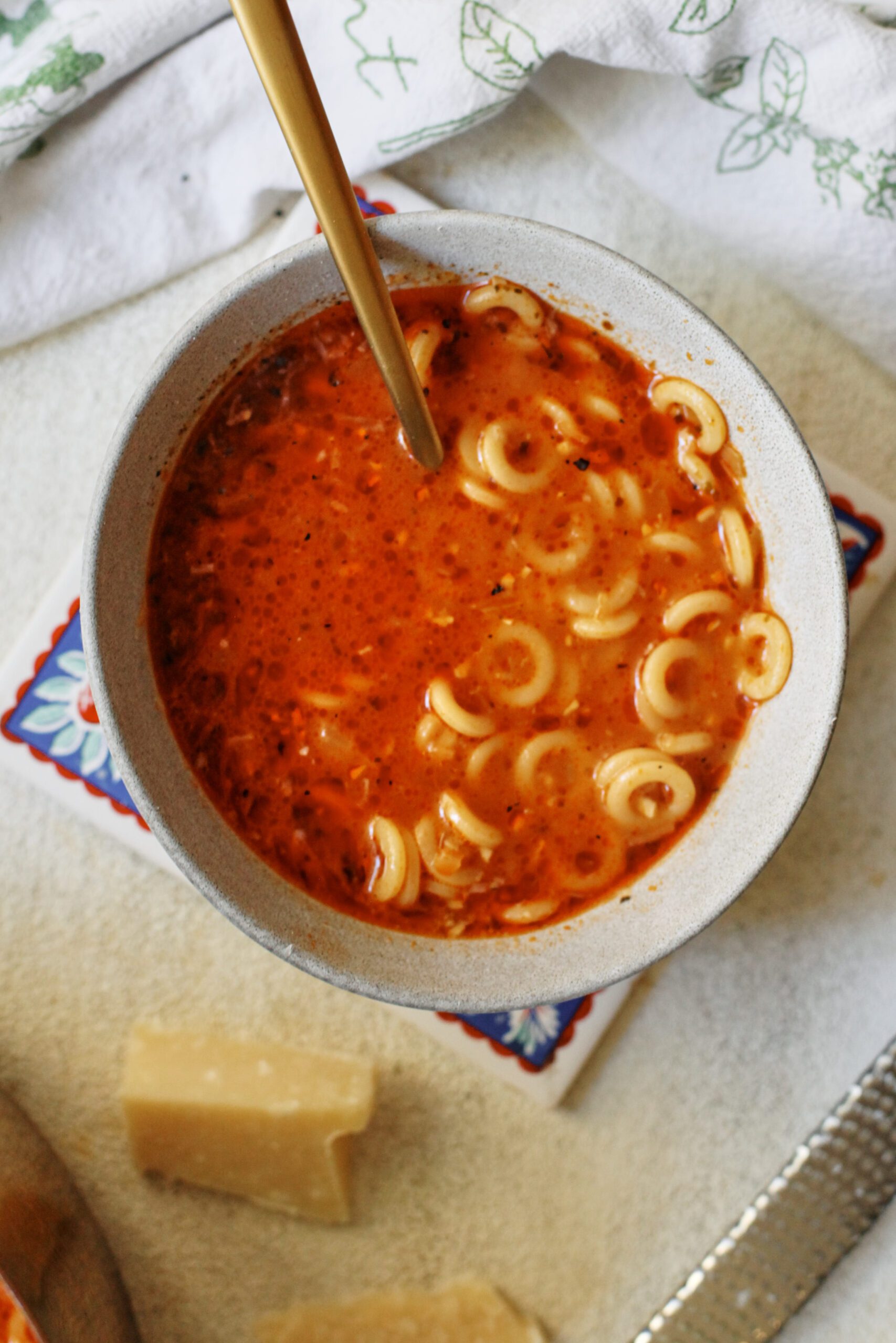 brothy parmesan spaghetti soup