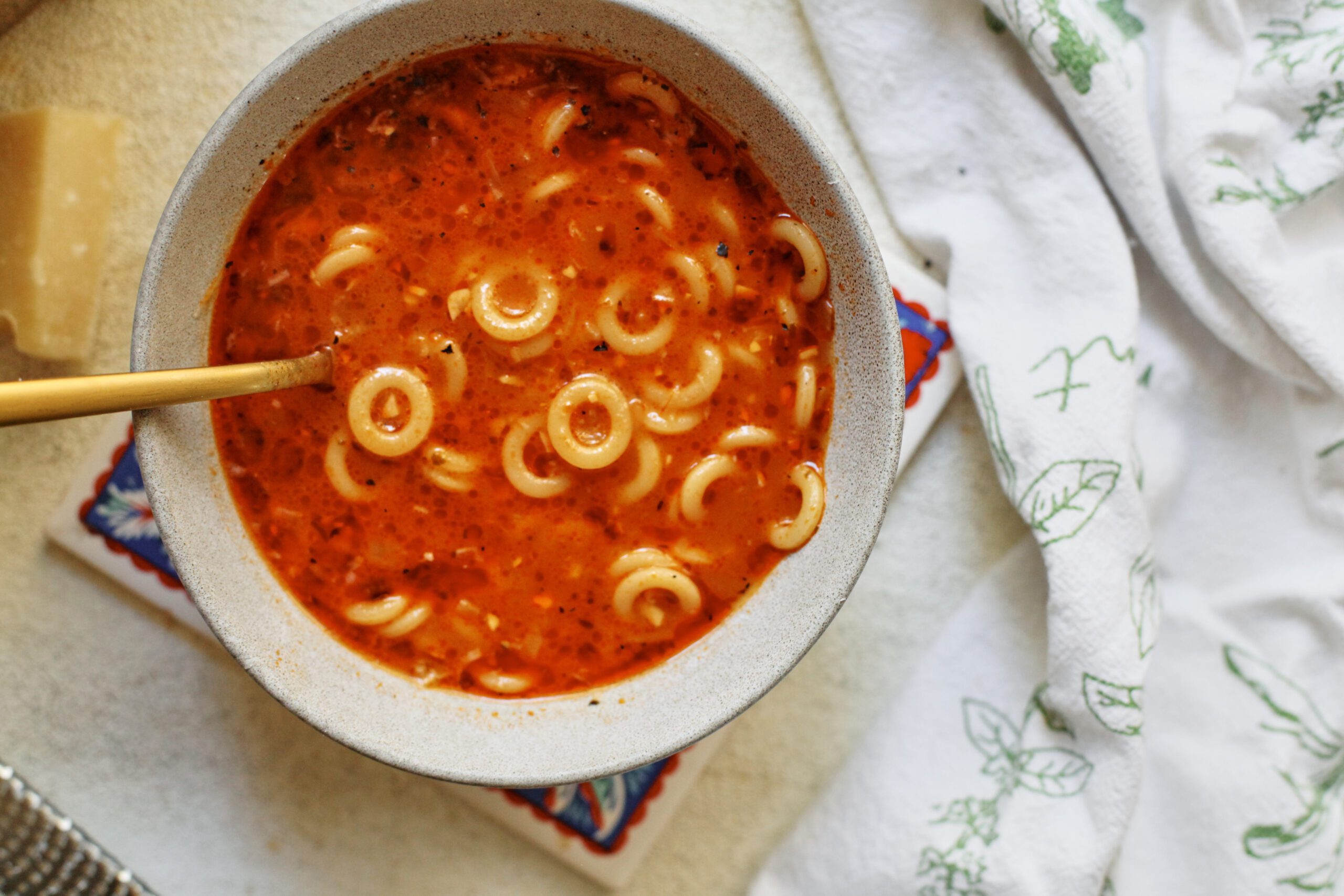 brothy parmesan spaghetti soup